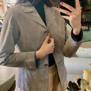 Lavander Grey Brandon Thomas Suede Leather Jacket - Size S, Excellent!